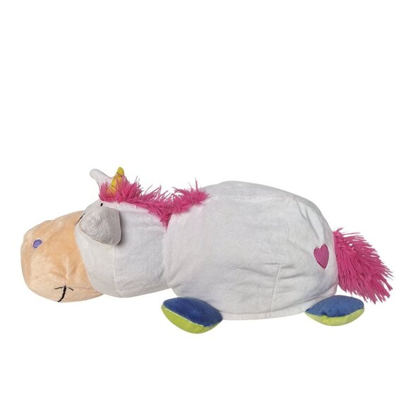 Flip a Zoo White Unicorn Green Dragon Reversible Plush 19" - Picture 3 of 11